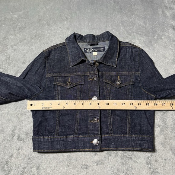 VTG Y2K C'EST TOI Womens Darkwash Cropped Denim Jacket Size S Indie Western - Picture 6 of 7